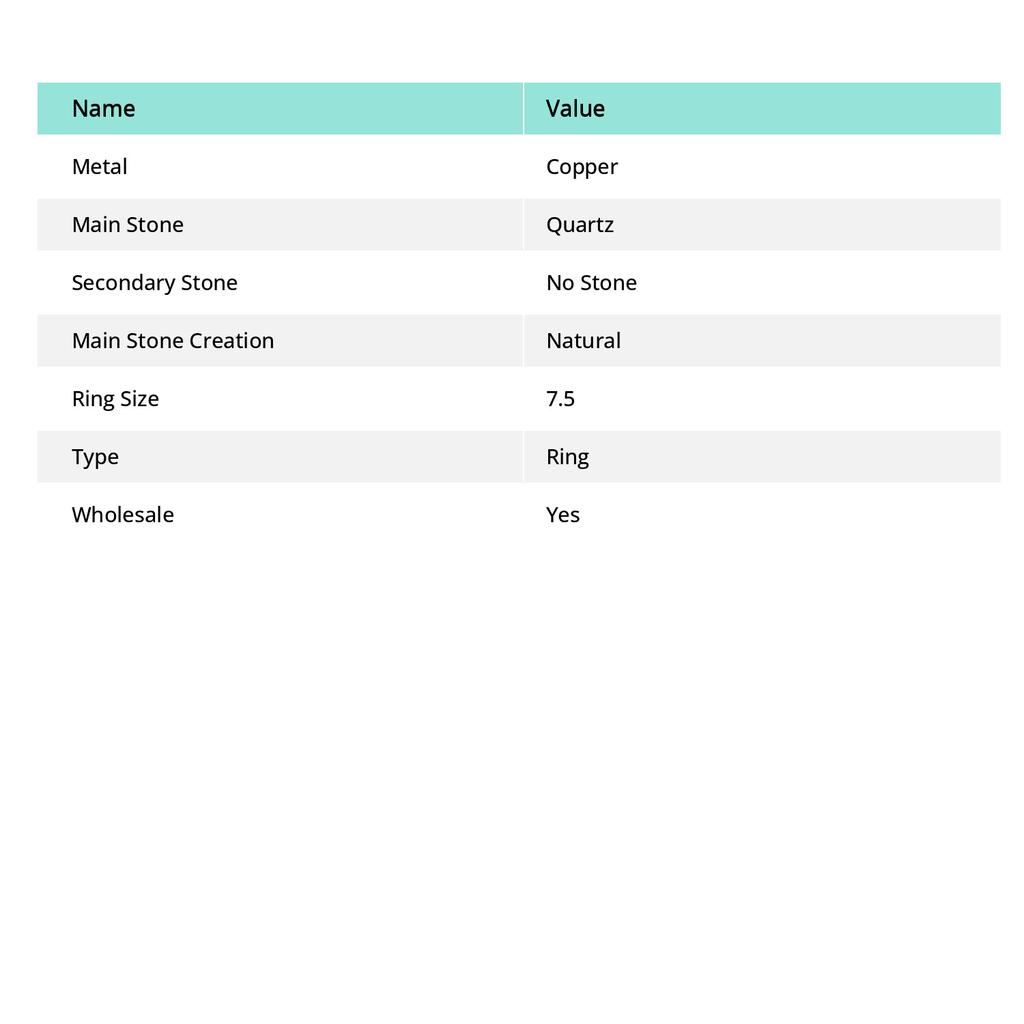 Natural Rainbow Solar Quartz Gemstone Handmade Copper Wire Wrap Ring S.7.5 d0t75