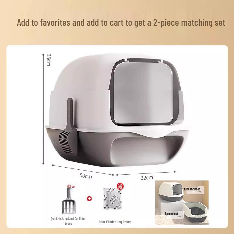 Extra große geschlossene Katzentoilette, Anti-Spritz-Design für Kätzchen & Erwachsene
