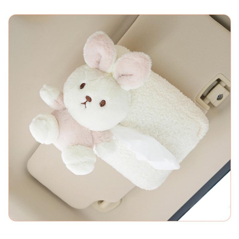 Cute Creative Lamb Wool Car Backseat Tissue Box Holder Multi Functional Car Interior Decoration