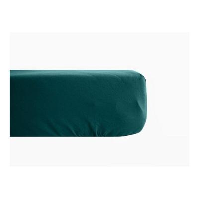 Fitted Sheet Percale Pure Combed Cotton Long Fibers 80 Threads/cm² with 35 Cm Pocket Vent Du Sud - Teal Blue - 180 X 200 Cm Pocket