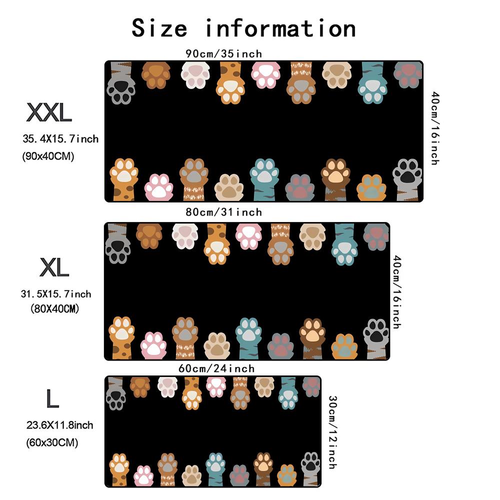 Cute Cat Mouse Pad XXL Large Gaming Desk Mat Kawaii Keyboard Pad Anti-Slip Rubber LockEdge Computer Table Mat Office Accessories