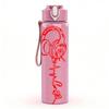 1PC Red Headphone Line Art 750ml Color Plastic Sports Water Bottle Leakproof Flip Straw Lid Suitable for Sports Office Home Use