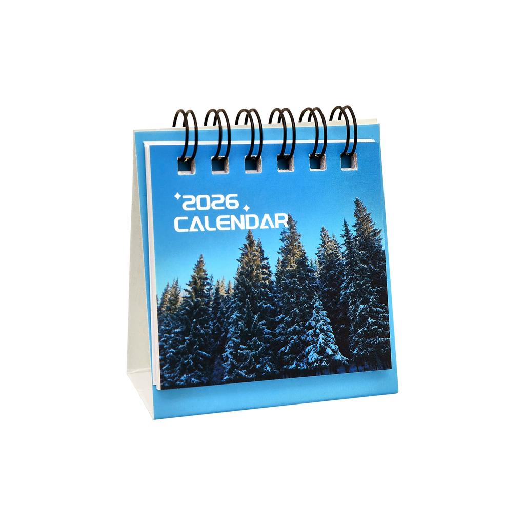 Mini Desk Calendar Double-Thread Paper Desk Calendar Spiral Bound Calendar Thick Paper Desktop Scheduler For Student Daily Home
