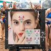 Festival Party Body Art Temporary Tattoo Sticker Set Rhinestone Face Gem & Rainbow Flower Jewels Adhesive for Body Decorations
