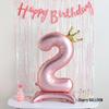 Pink Crown Number Balloon Decorations for Girl's First Birthday