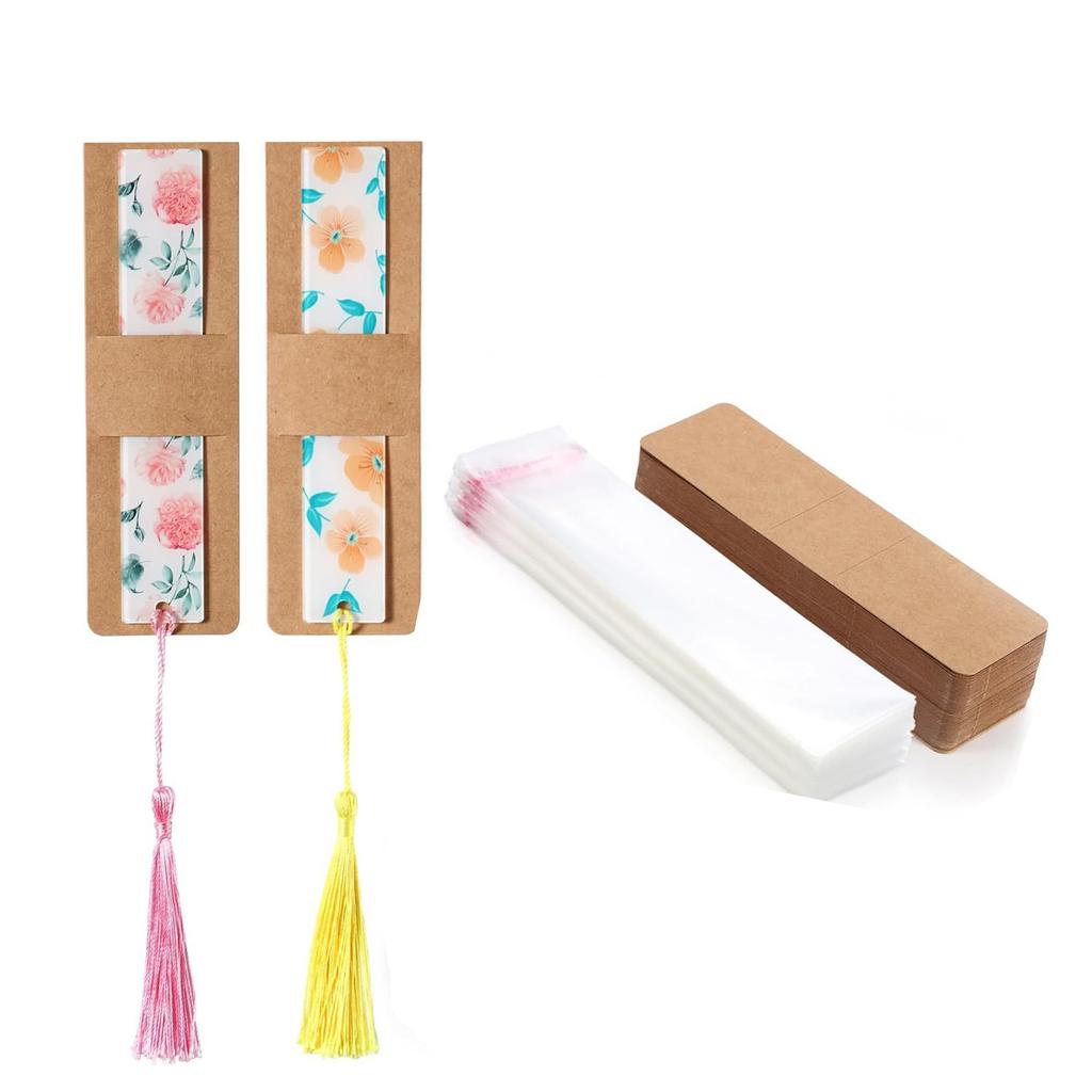 Set mit 100 Hüllen Papierhüllen für personalisierte Lesezeichen Transparente selbstklebende Beutel Kraft Lesezeichenhalter Dekor