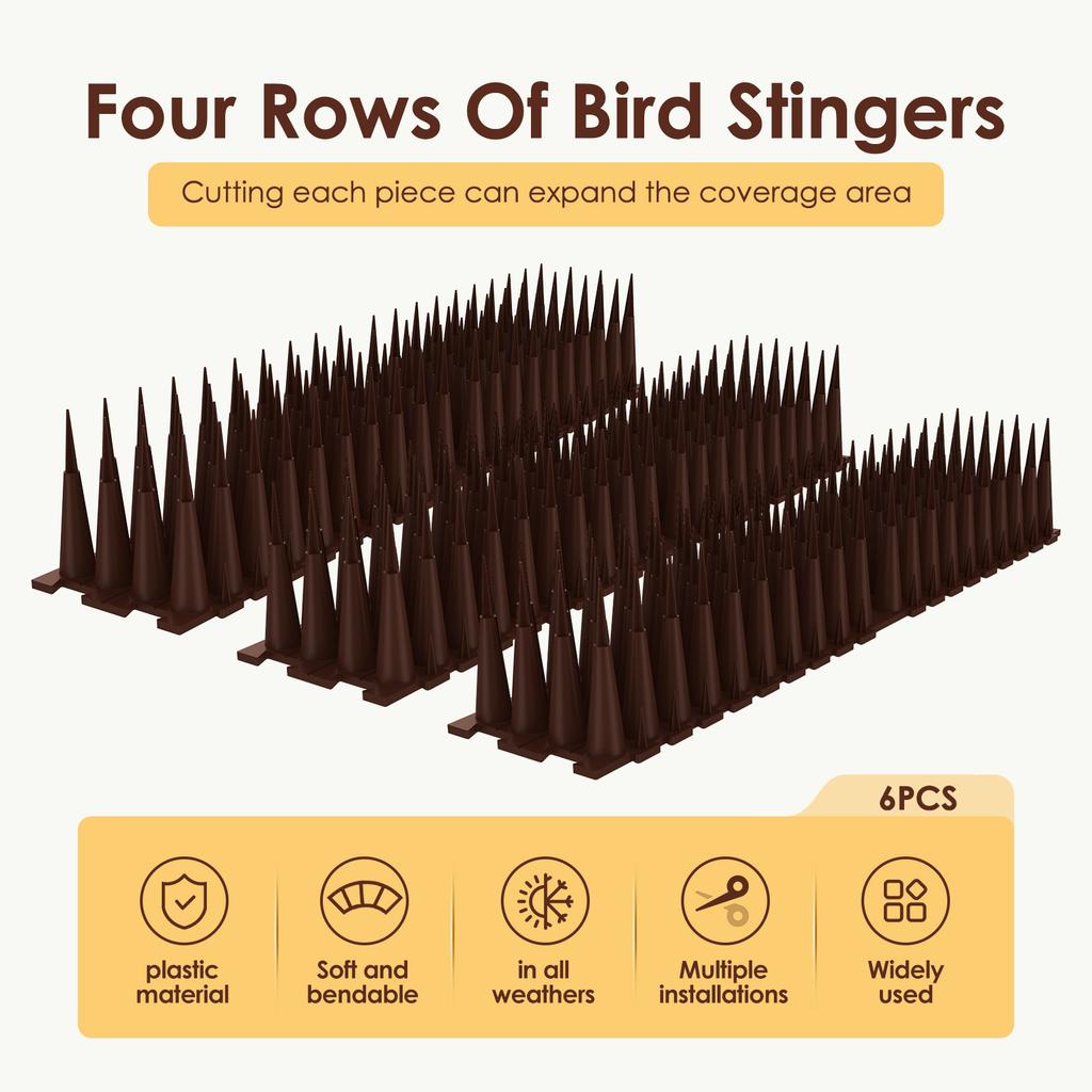 6/12/24Pcs Bird Repeller Spikes Anti Pigeon Anti-bird Squirrel Climb Cat Deterrent Wall Garden Fence Spikes Outdoor