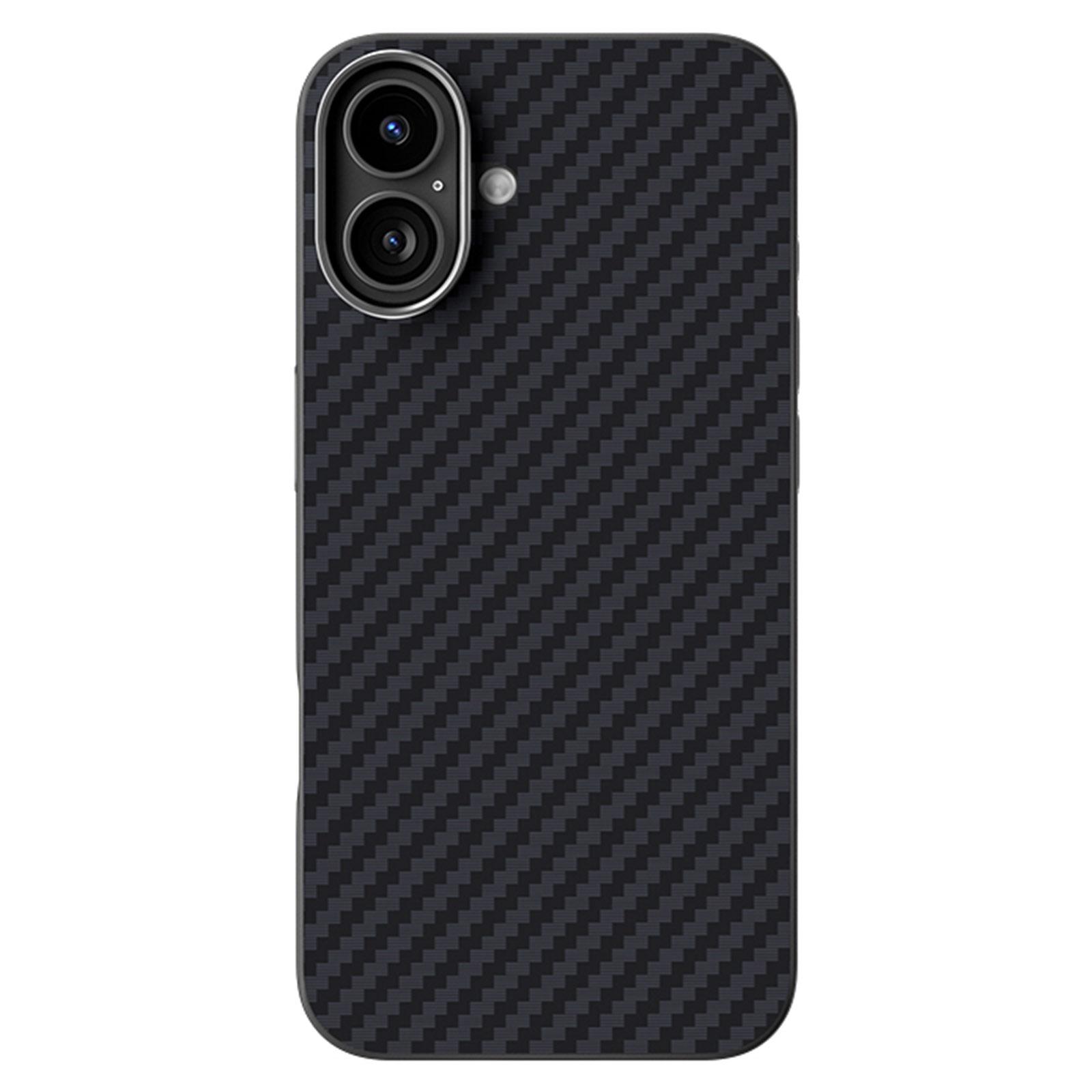 

ABEEL Чехол для iPhone 16, совместимый с MagSafe, задняя крышка с текстурой углеродного волокна Black
