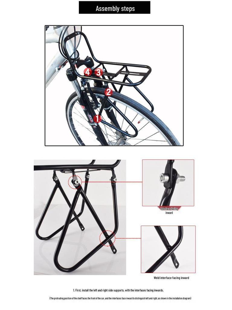 Disc Brake Front Rack for Mountain Bikes - Steel Long-Distance Bicycle Basket Accessory