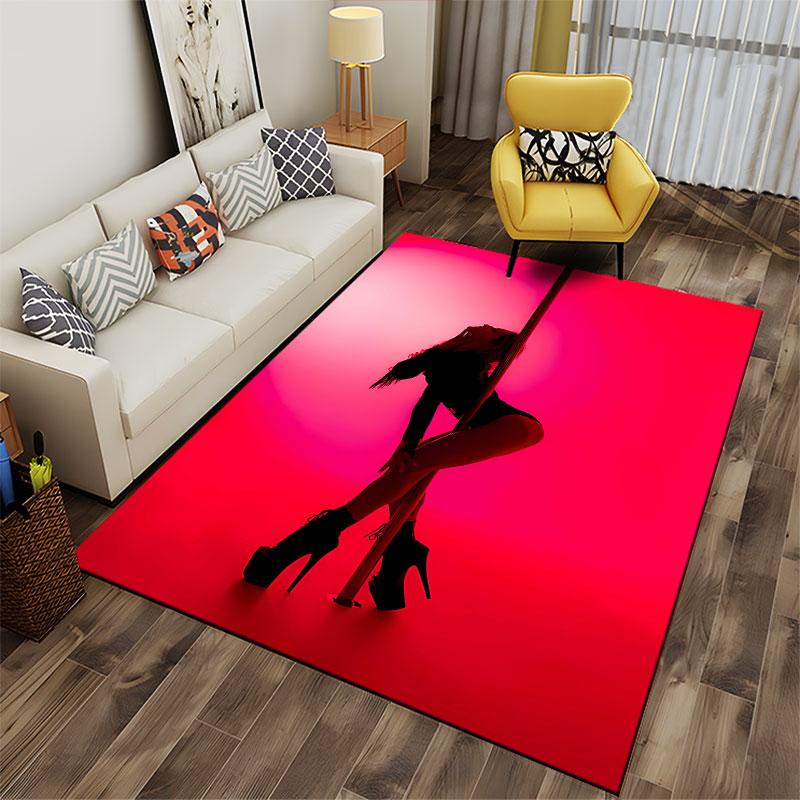 Pole Dance Silhouette Carpet suitable as a non-slip mat for the living room or bedroom sofa