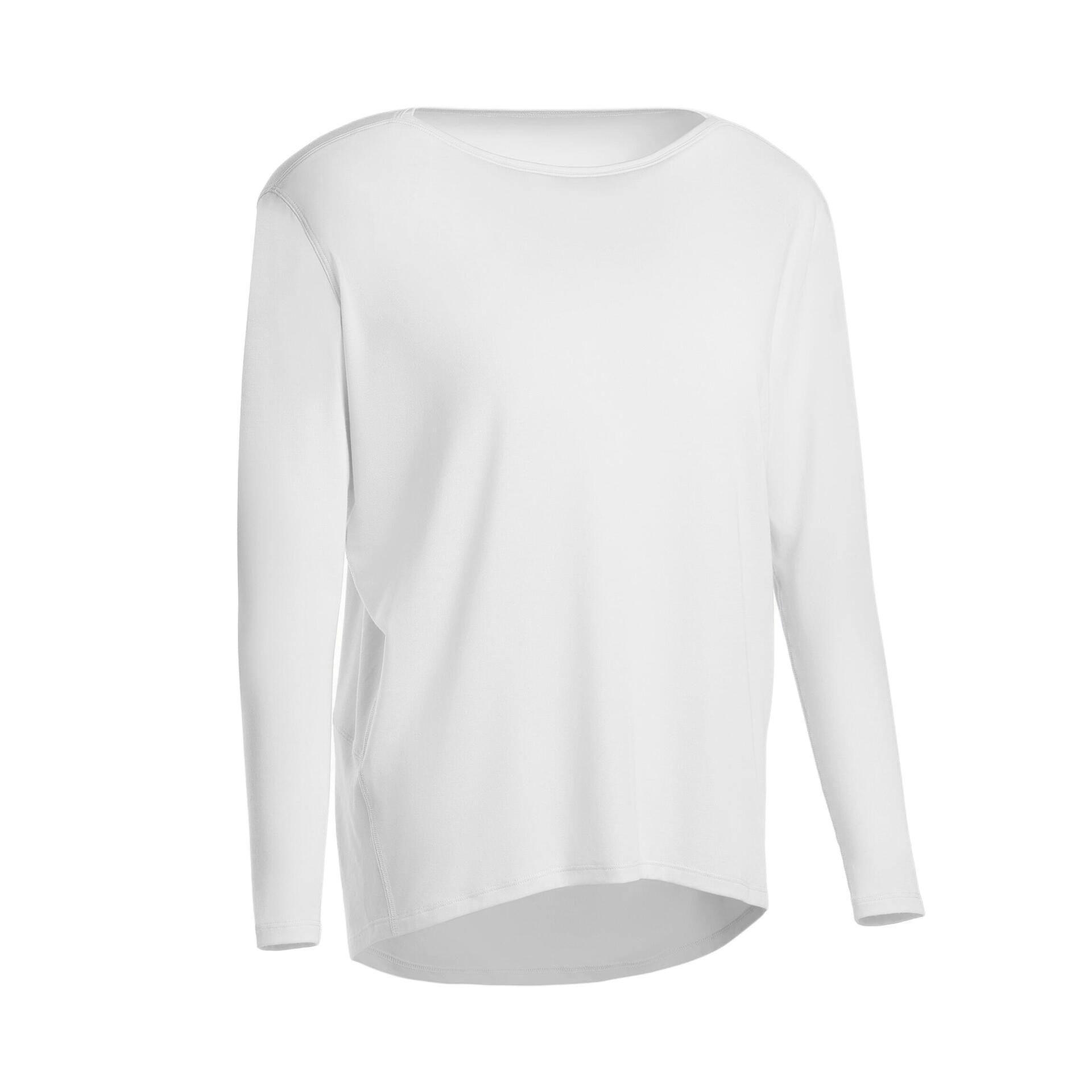 

DECATHLON 500 Plain Loose Casual Long Sleeve Dropped Shoulder T-Shirt Women s Snow White M снег
