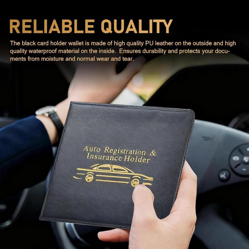 1pc Car Document Holder for Registration & Insurance, with Clear Window & Card Slots, Glove Box Organizer Wallet, Card Holder
