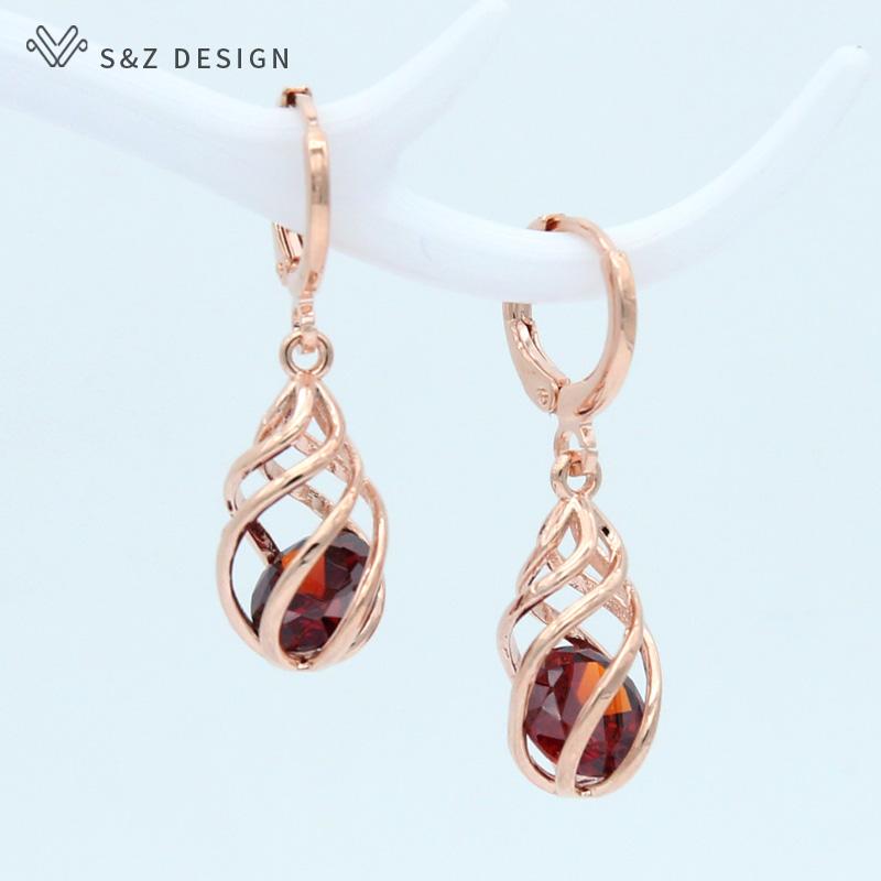 Fashion Spiral Hollow Cubic Zirconia Water Drop Dangle Earrings For Women Gift Jewelry Party Eardrop
