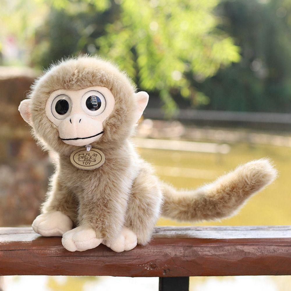 Big Eyed Golden Monkey Plush Long Tail Brown Monkey Dolls Baby Toy Monkey Stuffed Toy Kids Toy