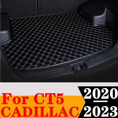 Sinjayer Car Trunk Mat Waterproof AUTO Tail Boot Carpets Flat Side Cargo Carpet Pad Liner Fit For Cadillac CT5 21 22