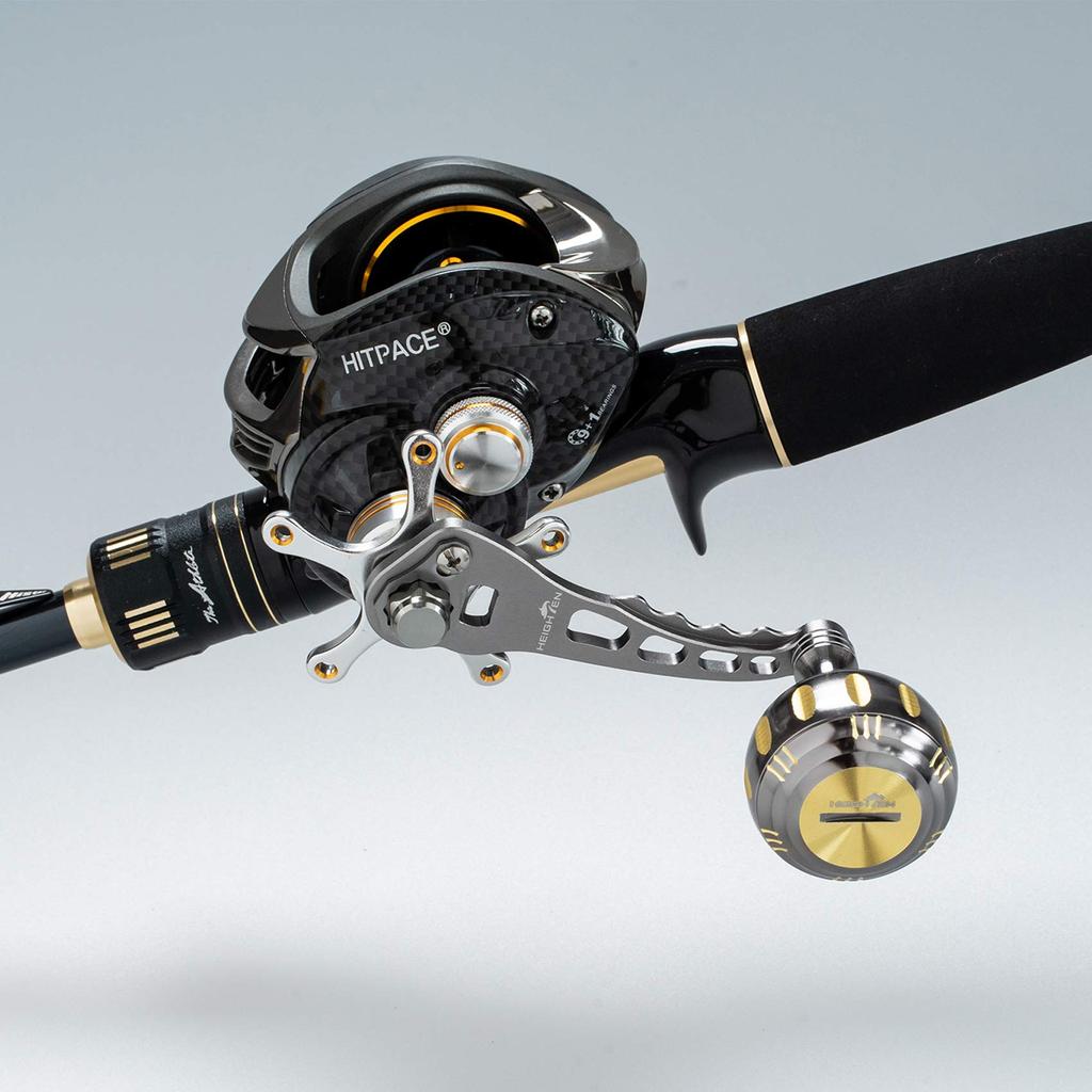 HEIGHTEN Reel Handle 4 Colors Abu Universal Baitcasting Reel Harmer Series 60/70/80/90mm Shimano, Daiwa, (80mm/90mm Variable, Silver/Blue) (258)