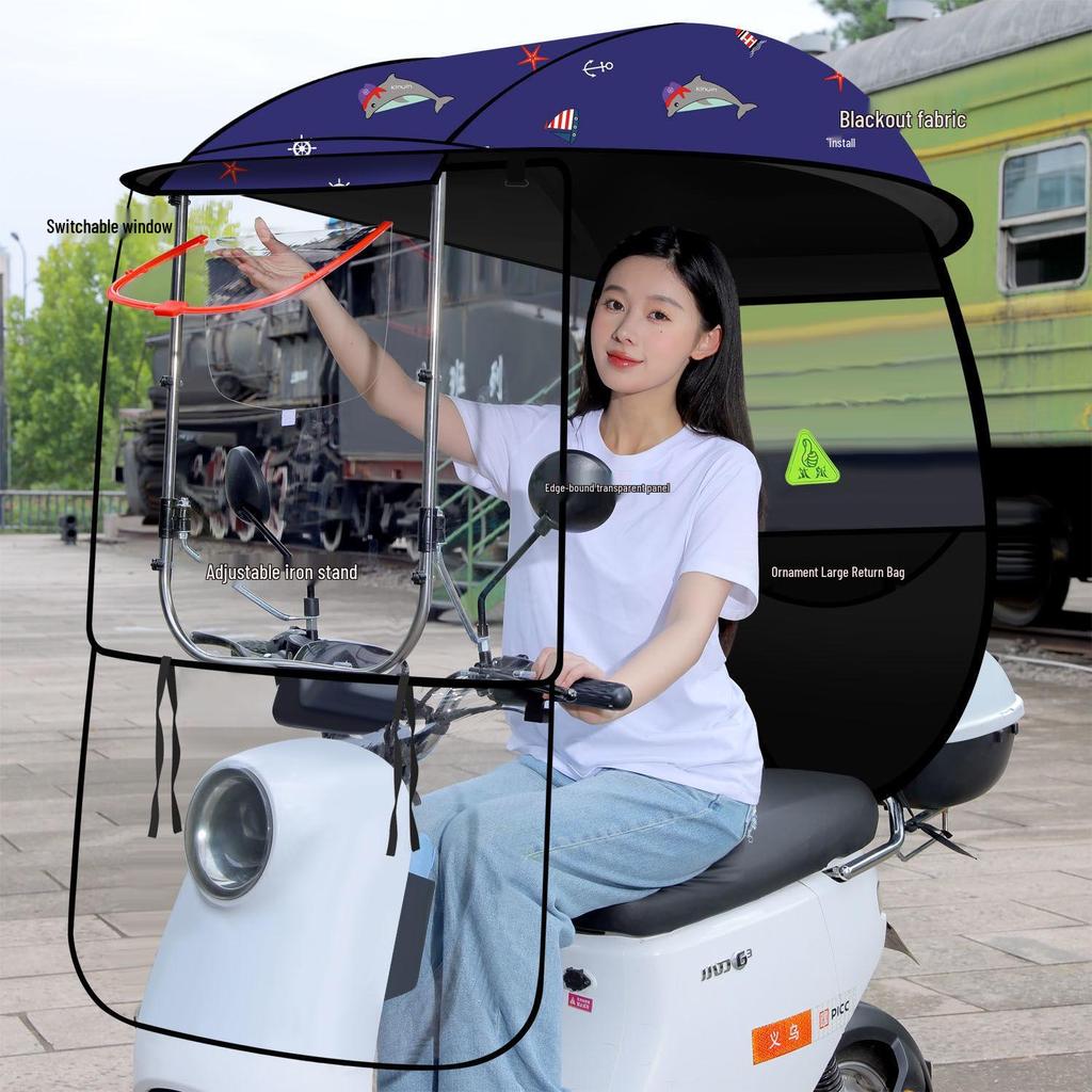 Förtjockat regntätt tak för elfordon, carport, motorcykel och trehjuling