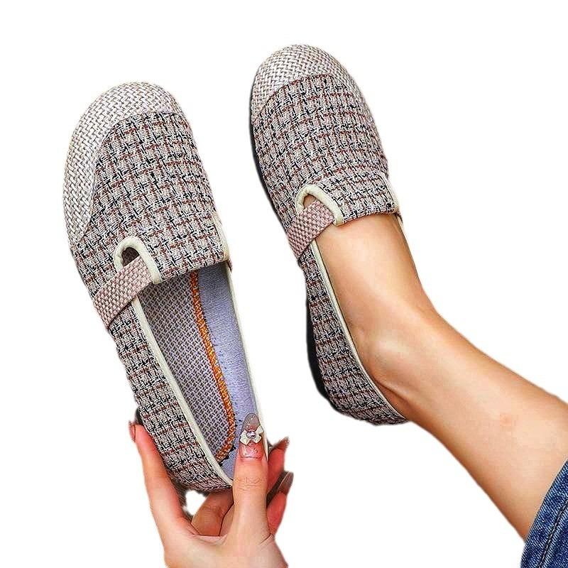 24 new cloth shoes women's breathable casual versatile color matching fashion platform canvas shoes one pedal casual single shoes
