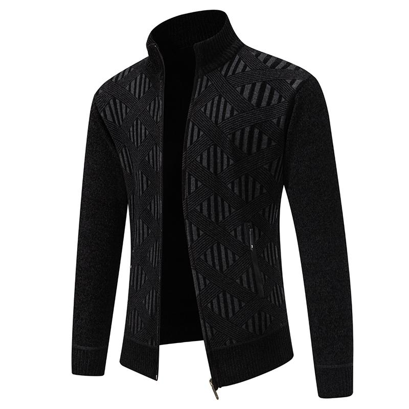 Autumn Winter Stand Collar Knit Cardigan Men Korean Style Warm Casual Men's Knitted Sweater Coat