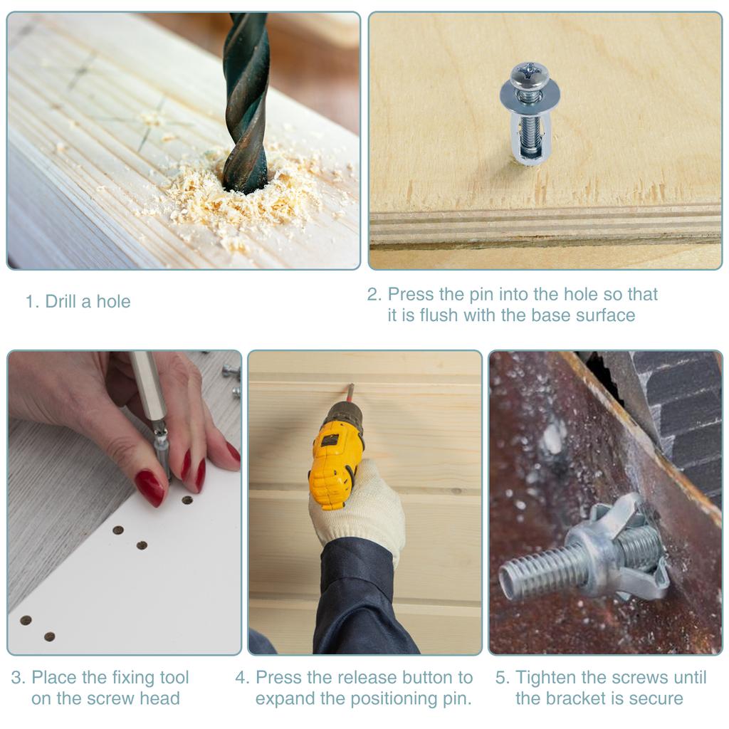 80PCS Carbon Steel Petal Shape Rivet Nut Expansion Screw Jack Nut Kit Hollow Wall Fixing Expansion Anchor Threaded