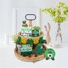 Patrick's Day Tiered Tray Decorations Gnome Leprechaun's Hat Shamrock Wooden Signs Decorations for Patrick's Day Decor