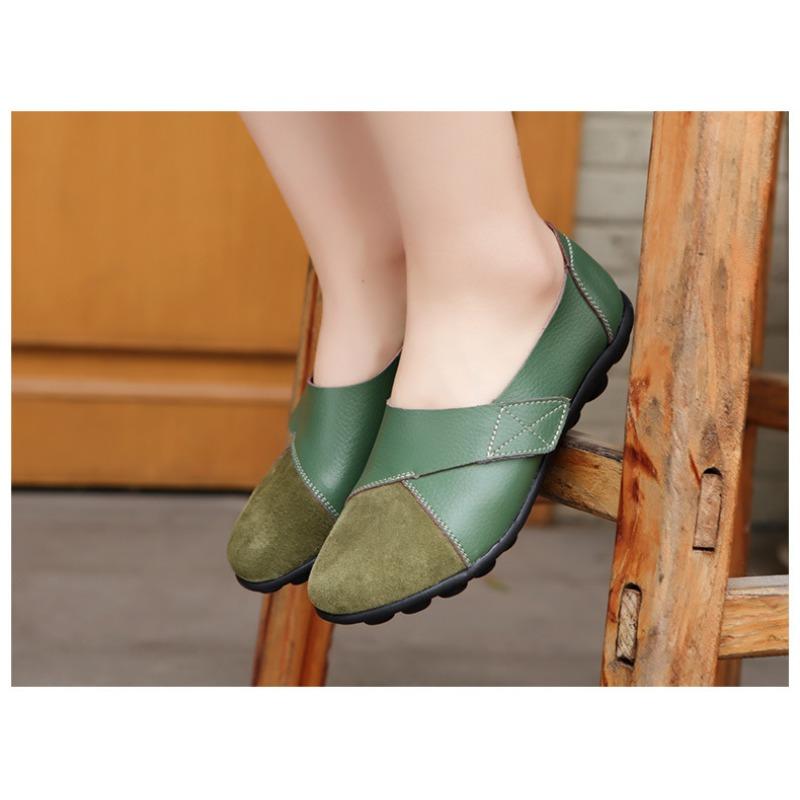 Women's Shoes Casual Shoes Women's Singles Mom's Shoes Low Cut Comfortable Velcro Loafers Bean Shoes