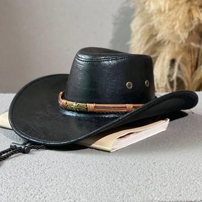 Läder retro etnisk stil västerländsk denimhatt herr- och damfyra säsonger utomhus solskydd tibetansk dödskallebälte jazzhatt