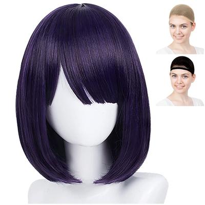 CaseEden Cosplay Wig Premium Short Bob 35cm Heat Resistant Dark Purple WIG5586