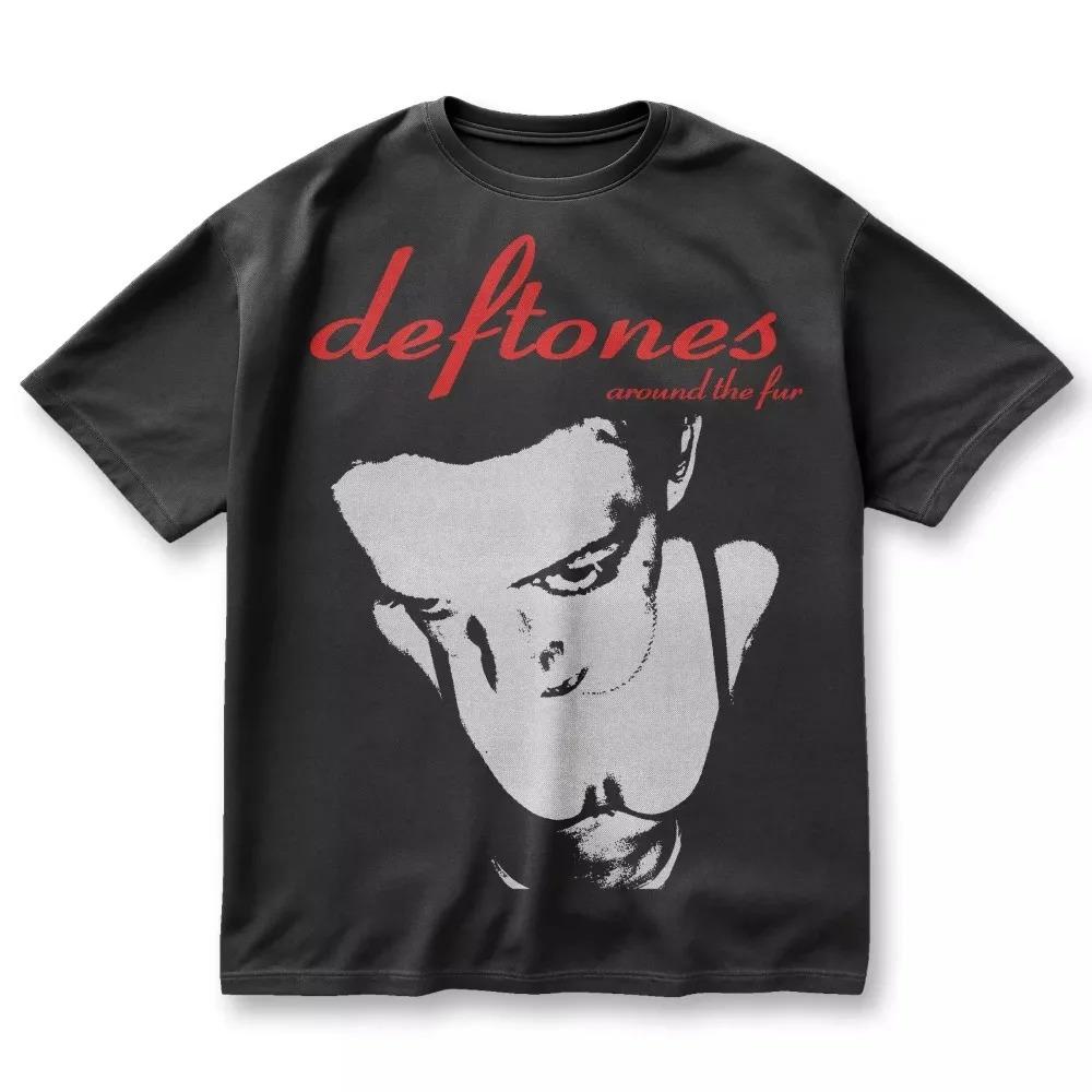 

Deftones Around The Fur Мужская Женская Футболка с Принтом Черная Группа Унисекс Хлопок Летняя Уличная Harajuku Футболки 4XL