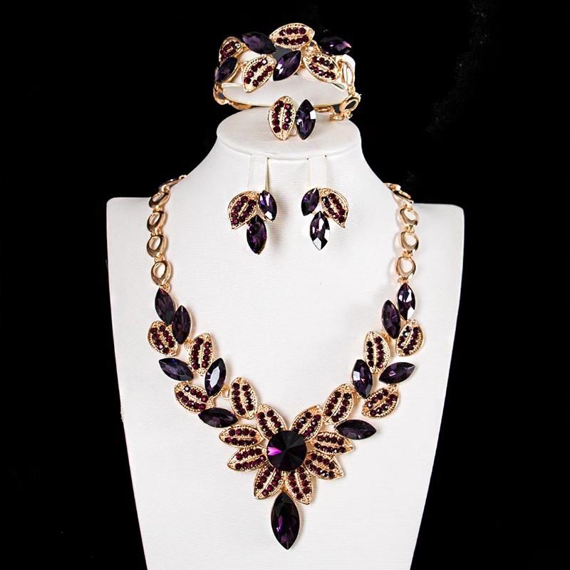 Jewelry Gemstone Four-Piece Short Collarbone Necklace Bridal Wedding Dress Accessories