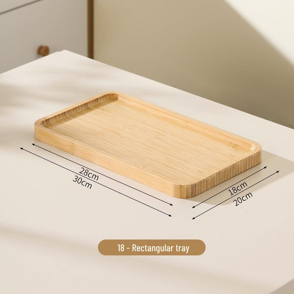 Japansk Stil Bamboo Träbricka: Rektangulär & Rund Middags- och Snackstallrik för Te, Frukt, Nordisk Display