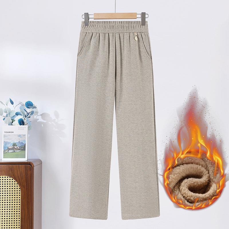 Women's High-Waisted Plus Size Woolen Pants – Warm, Elastic, Fashionable for Autumn & Winter