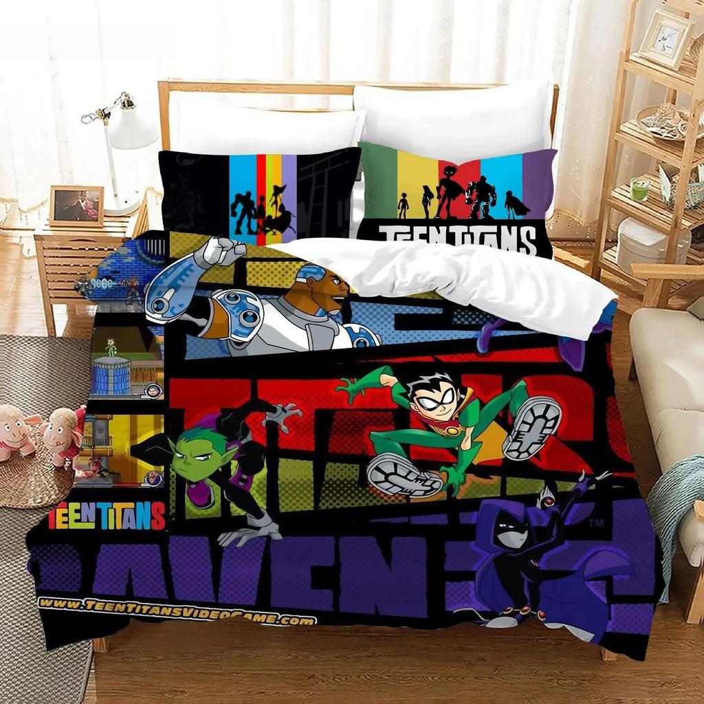3D Teen Titans Go Cartoon Bedding Set Single Twin Double Queen King Cal King Size Bed Linen Set