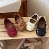 Girls Ballet Flats With Bow Detail PU Leather Soft Sole Slip-On Shoes Ages 4-12