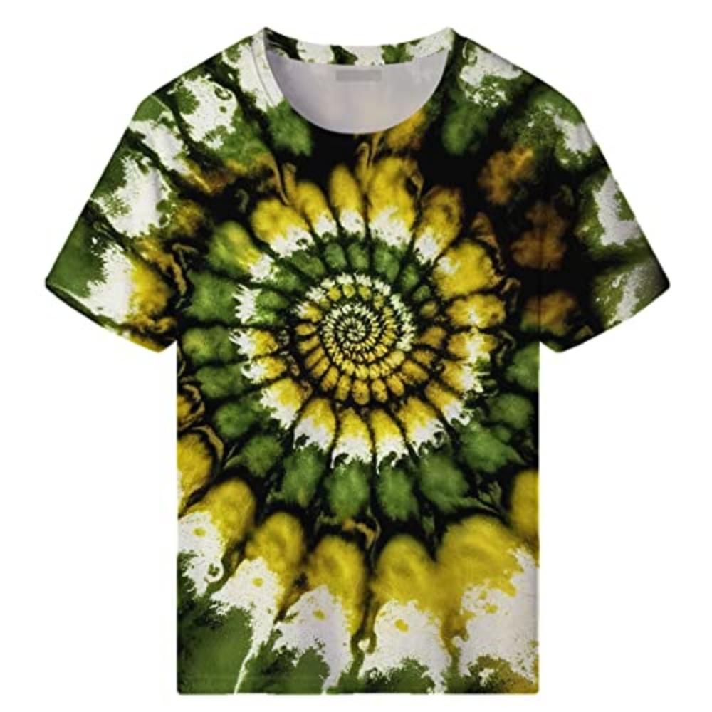 Summer Man T Shirt 3d Printed Tie Dye Style T-Shirts for Men Spiral Streak Print Shirt with Short Sleeves Multiple Options