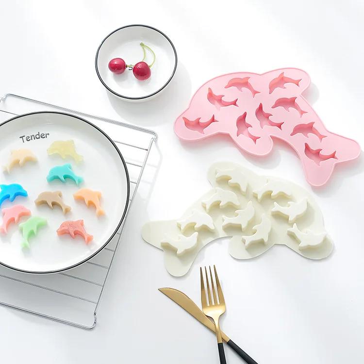 Silicone Molds Creative Silicone Cake Mold Ice Tray Cute Dolphin Chocolate Mold Ice Cube Ice Red Candy Mold