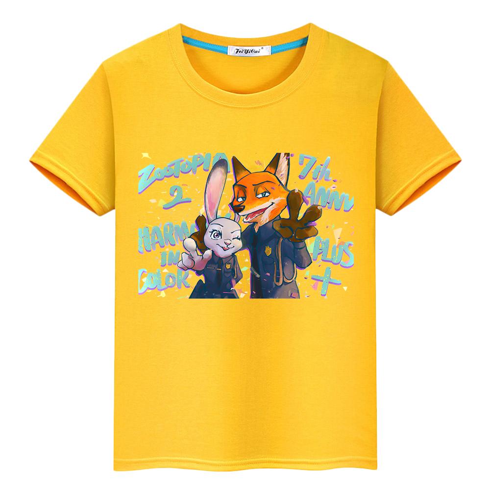 Zootopia 2 Print Anime Kurzarm-T-Shirt für Kinder Jungen 10 Jahre 100% Baumwolle Pride T-Shirt Kawaii Oberteile y2k Einteiler Mädchenkleidung Kinder-T-Shirt