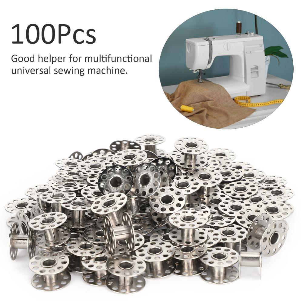 100pcs Iron Plating Sewing Machine Bobbin Household Durable Replacement Bobbin Generic Metal Bobbin Home Sewing