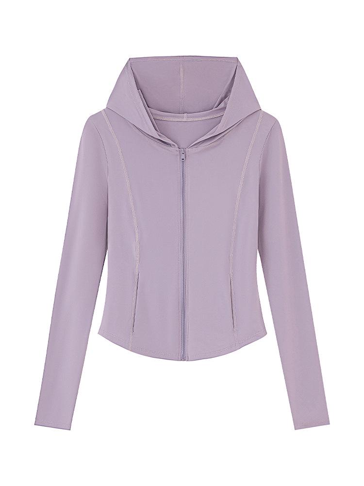 Women's Slimming Yoga Jacket: 2026 Summer Sun Protection Hooded Cardigan