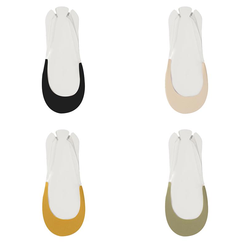 

1/4 пары носков-следочков из ледяного шелка для женщин, летние носки-лодочки с мелким вырезом, нескользящие, невидимые носки 4 PAIRS слоновая кость