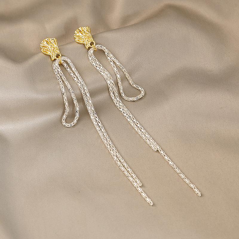 Fairy Butterfly Fringed Earrings Collection, Metal Wind Diamond Chain Earrings Exaggerated And Thin Stud Earrings