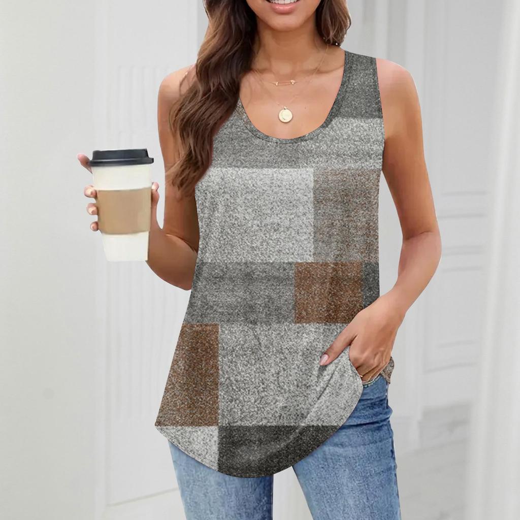 Damesinglet Jente Singlet Ensfarget Casual Topp Tanktopper For Kvinner Løstsittende Ermeløse Topper Ledig