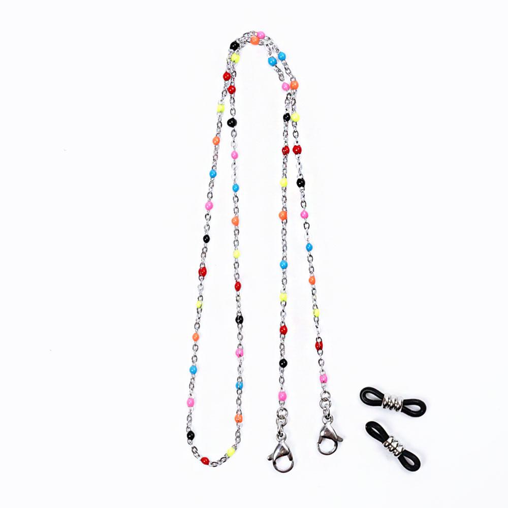 Jeibanseukeullaesig Color Ball Point Surgical Steel Eyeglass Chain Mask Necklace (C2001-An667_Sv)