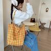 Large Capacity, Minimalist, Single Shoulder Checkered Bag, Lightweight, Commuting Canvas Bag, Double-sided, Dual-use Tote Bag