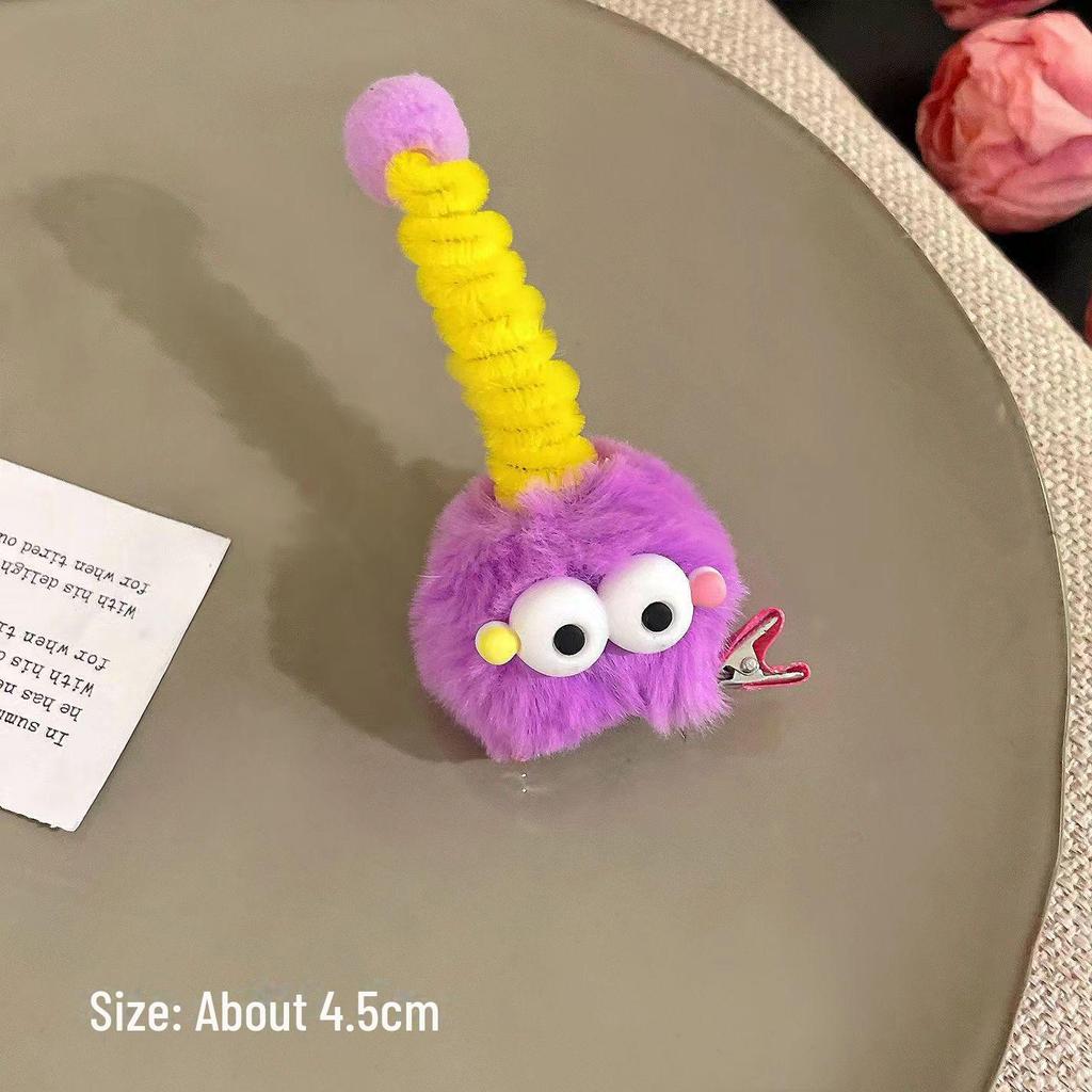 2023 Cute Colorful Monster Plush Hairpin - Funny Fur Duckbill Clip Headdress for Women