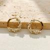 Simple Pearl Circle Ear Buckle Gold-plated Earrings, Fashionable and High-end Brass Earrings