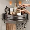 Triangular Space-Saving Suction Cup Bathroom Storage Shelf  No Drilling Required Multifunctional Storage Organizer with Hooks