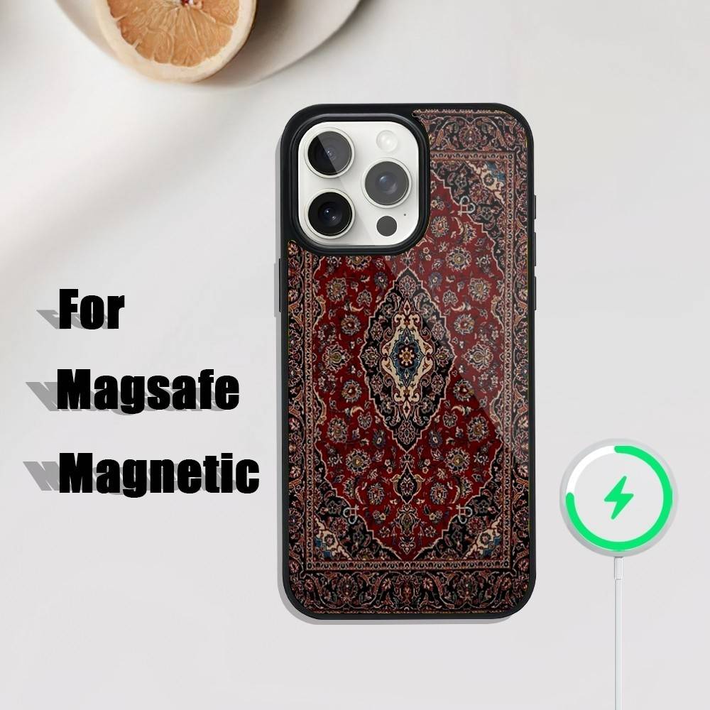 Чехол для телефона с цветочным узором в стиле персидского ковра для iPhone 17,16,15,14,13,12,11,Pro,Max,Plus,Mini,SE4,E, с магнитом MagSafe, для беспроводной зарядки iPhone13mini