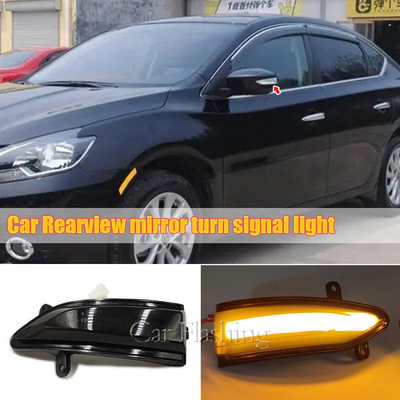 For New Teana, New Sylphy,TIIDA, Reverse Mirror, Turn Signal, LED Light, Reflective Mirror, Rear View Mirror, Light Flow Blackened shell 2pc