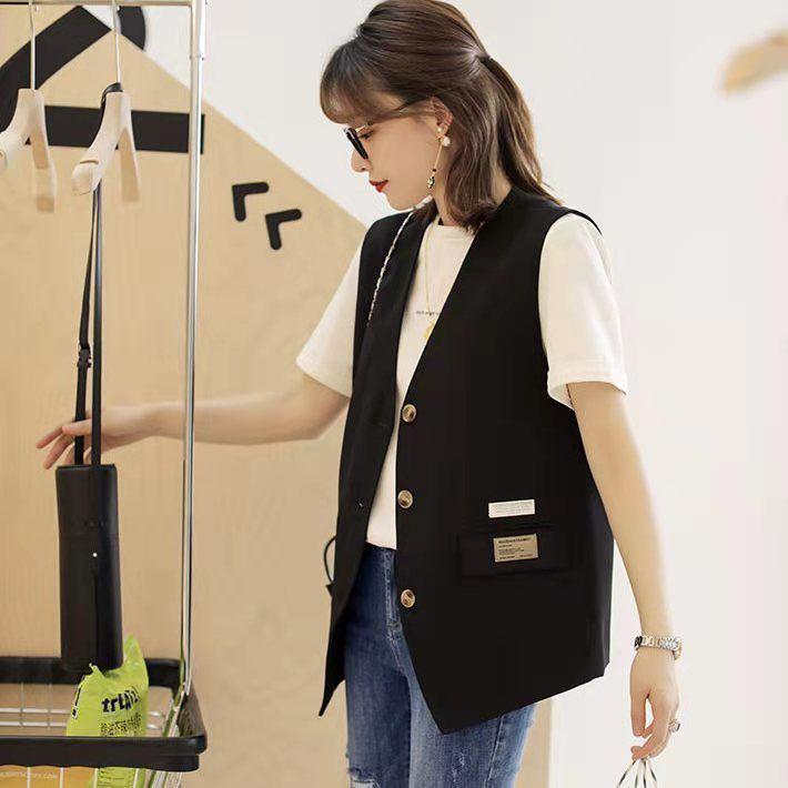 Damen Anzugweste im britischen Stil mit lockerem Schnitt für Frühlingsmantel